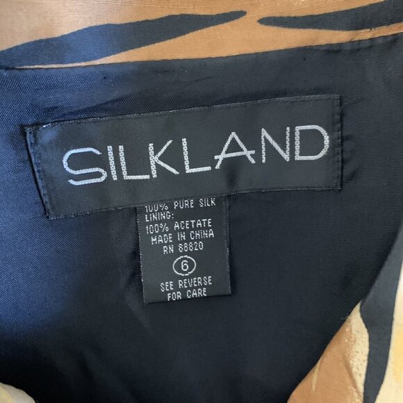 Silkland Blazer Jacket 6 Animal Print Zip Up 100 Percent Silk Trendy - Picture 5 of 5